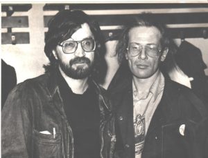 Юрий Шевчук и Андрей Бурлака в Ленинграде. 1980-е. Автор фотографии неизвестен.